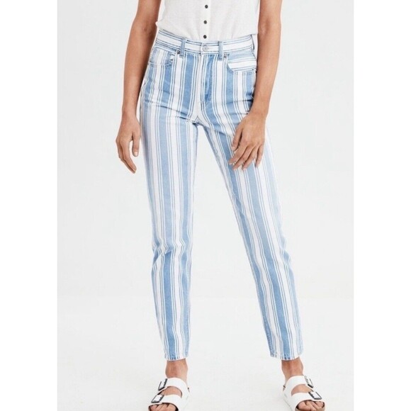 American Eagle Mom Jeans Retro Indigo Stripe Size 4 NWT!!! - Picture 1 of 8